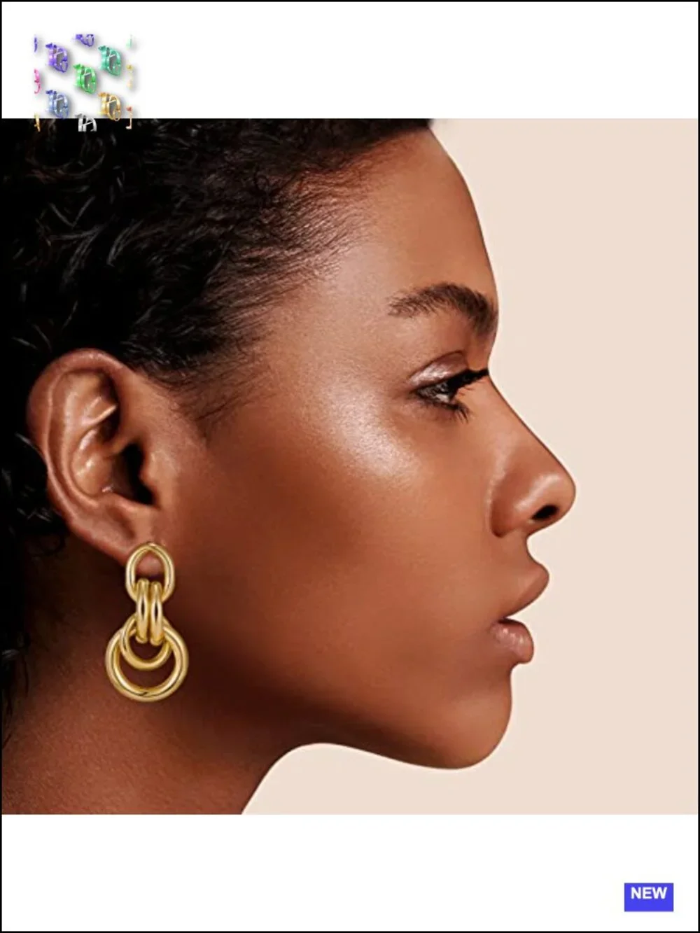 14K Gold Plated Chunky Geometric Drop Dangle Earrings Lightweight Statement
